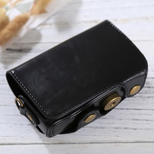 Full Body Camera PU Leather Case Bag with Strap for Canon PowerShot SX730 HS / SX720 HS (Black) - Image 5