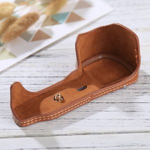 1 / 4 inch Thread PU Leather Camera Half Case Base for Sony ILCE-6000 / A6000 (Brown)