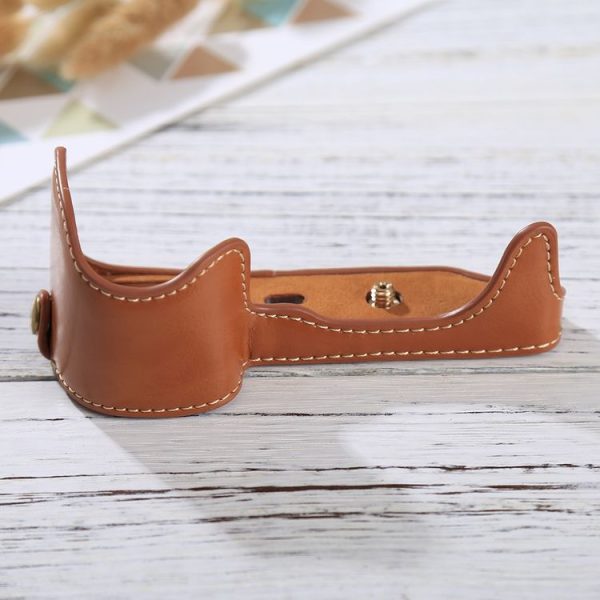 1 / 4 inch Thread PU Leather Camera Half Case Base for Sony ILCE-6000 / A6000 (Brown) - Image 3