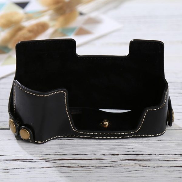 1 / 4 inch Thread PU Leather Camera Half Case Base for Olympus EM10 (Black) - Image 2