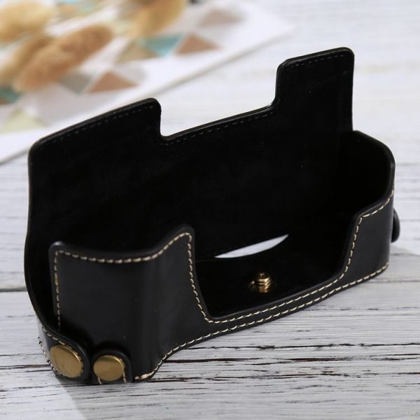 1 / 4 inch Thread PU Leather Camera Half Case Base for Olympus EM10 (Black) - Image 3
