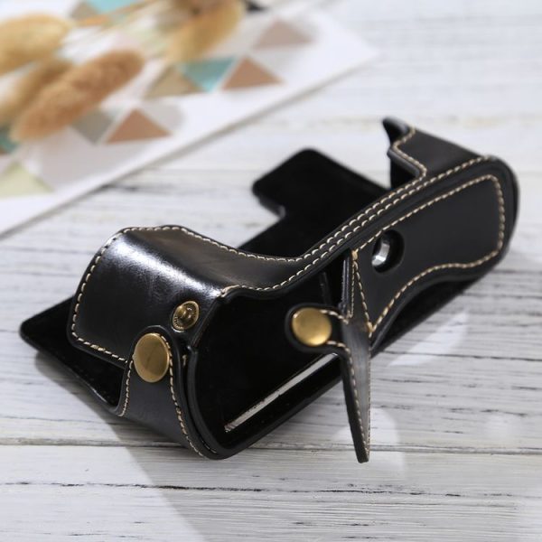 1 / 4 inch Thread PU Leather Camera Half Case Base for Olympus EM10 (Black) - Image 6