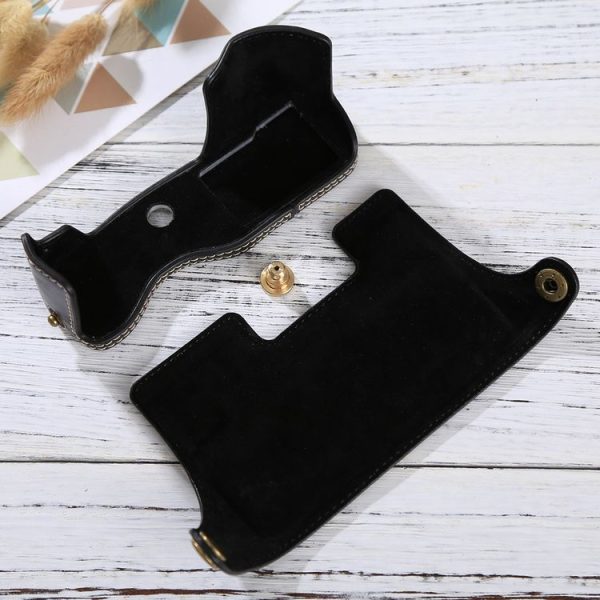 1 / 4 inch Thread PU Leather Camera Half Case Base for Olympus EM10 (Black) - Image 7