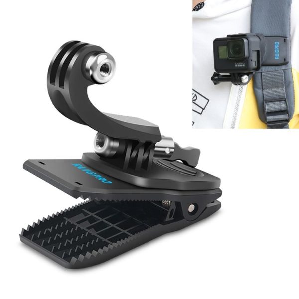 RUIGPRO 360 Degree Rotation J-Type Backpack Rec-Mounts Clip Clamp Mount with Screw for GoPro HERO9 Black / HERO8 Black / HERO7 / 6 / 5, DJI Osmo Action, Xiaoyi and Other Action Cameras