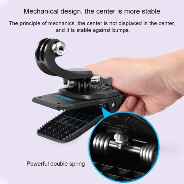 RUIGPRO 360 Degree Rotation J-Type Backpack Rec-Mounts Clip Clamp Mount with Screw for GoPro HERO9 Black / HERO8 Black / HERO7 / 6 / 5, DJI Osmo Action, Xiaoyi and Other Action Cameras - Image 5