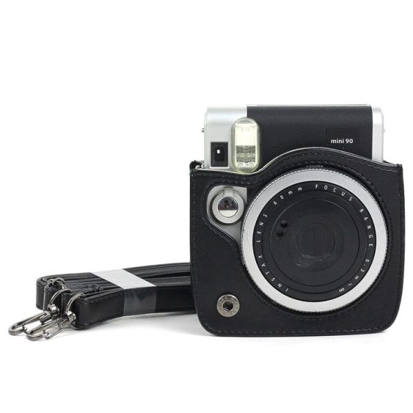PU Leather Camera Protective bag for FUJIFILM Instax Mini 90 Camera, with Adjustable Shoulder Strap (Black) - Image 5