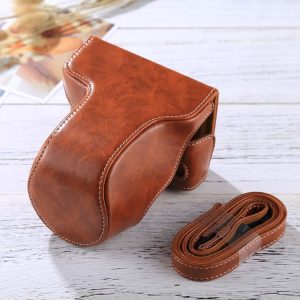 Full Body Camera PU Leather Case Bag with Strap for FUJIFILM X-A3 / X-A2 / X-M1 / X-A10 (16-50mm / 18-55mm / XF 35mm Lens) (Brown)