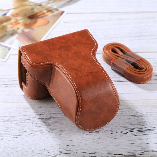 Full Body Camera PU Leather Case Bag with Strap for FUJIFILM X-A3 / X-A2 / X-M1 / X-A10 (16-50mm / 18-55mm / XF 35mm Lens) (Brown) - Image 3