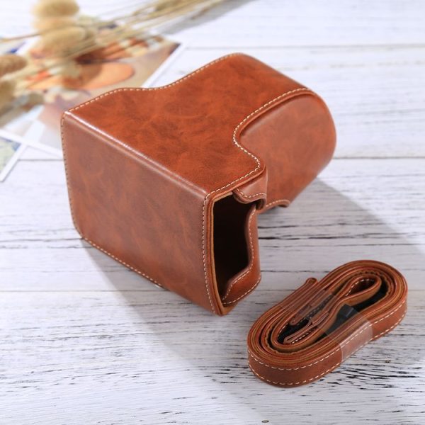 Full Body Camera PU Leather Case Bag with Strap for FUJIFILM X-A3 / X-A2 / X-M1 / X-A10 (16-50mm / 18-55mm / XF 35mm Lens) (Brown) - Image 4
