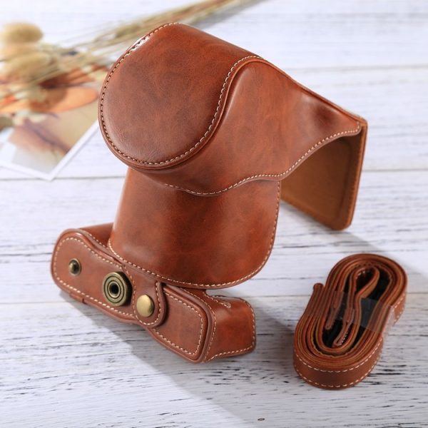 Full Body Camera PU Leather Case Bag with Strap for FUJIFILM X-A3 / X-A2 / X-M1 / X-A10 (16-50mm / 18-55mm / XF 35mm Lens) (Brown) - Image 6