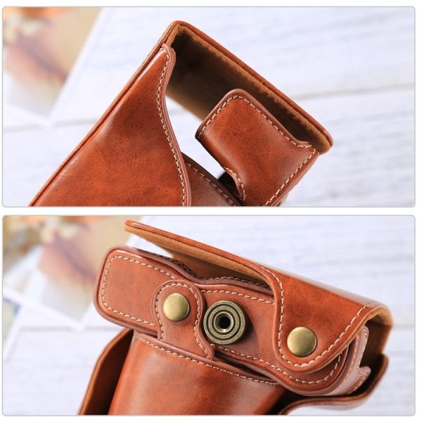 Full Body Camera PU Leather Case Bag with Strap for FUJIFILM X-A3 / X-A2 / X-M1 / X-A10 (16-50mm / 18-55mm / XF 35mm Lens) (Brown) - Image 8