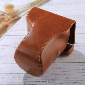 Full Body Camera PU Leather Case Bag with Strap for FUJIFILM X-E3 (18-55mm / XF 23mm Lens) (Brown)