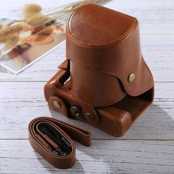 Full Body Camera PU Leather Case Bag with Strap for FUJIFILM X-E3 (18-55mm / XF 23mm Lens) (Brown) - Image 6