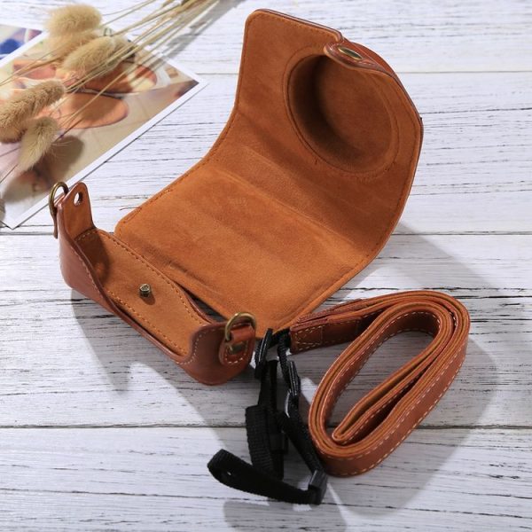 Full Body Camera PU Leather Camera Case Bag with Strap for Canon PowerShot G7 X Mark II (Brown) - Image 5