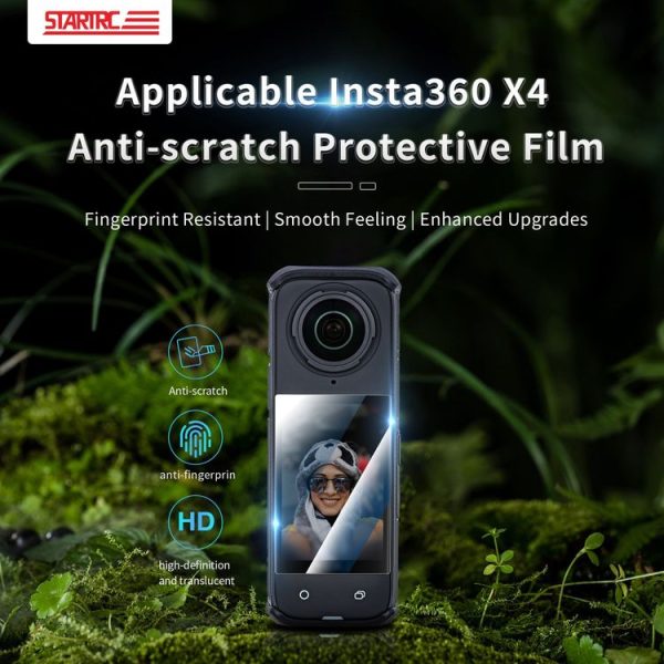 Insta360 X4 STARTRC 2pcs HD Tempered Glass Film (Black) - Image 2