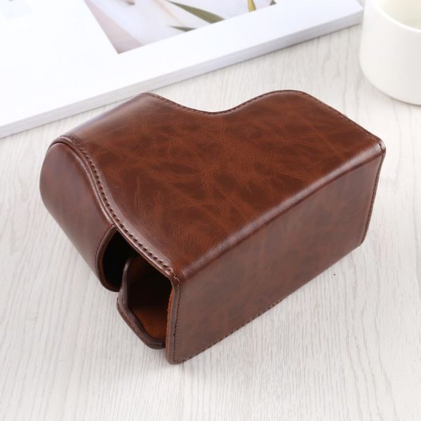 Full Body Camera PU Leather Case Bag with Strap for Sony A6400 / ILCE-A6400 (Coffee) - Image 2