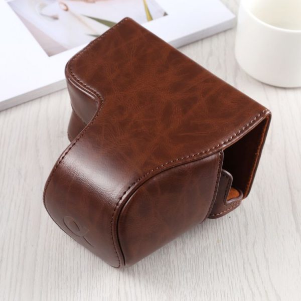Full Body Camera PU Leather Case Bag with Strap for Sony A6400 / ILCE-A6400 (Coffee) - Image 3