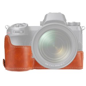 1 / 4 inch Thread PU Leather Camera Half Case Base for Nikon Z6 / Z7 (Brown)