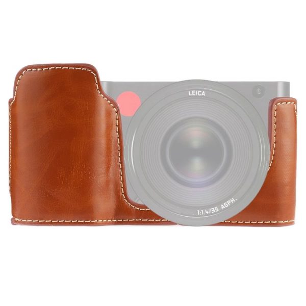 1 / 4 inch Thread PU Leather Camera Half Case Base for Leica TL (Typ 701) (Brown)