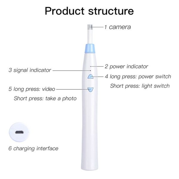 1.0MP HD Camera Wireless Visual Ear Cleaning Inspection Endoscope with 6 LEDs, IP67 Waterproof, Lens Diameter: 5.5mm, Handle Length: 15cm (Blue) - Image 3