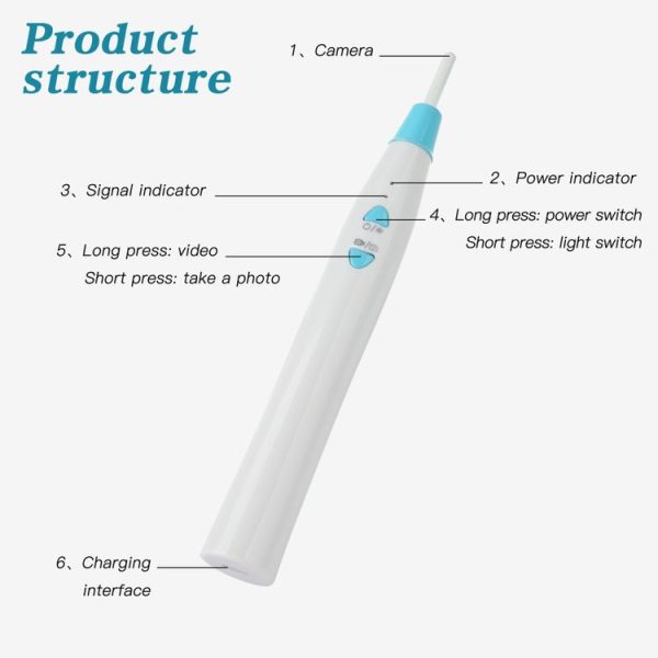 F180B 3.9mm Tiny Lens Diameter Integral WIFI Visual Earspoon Endoscope with 6 LEDs - Image 7