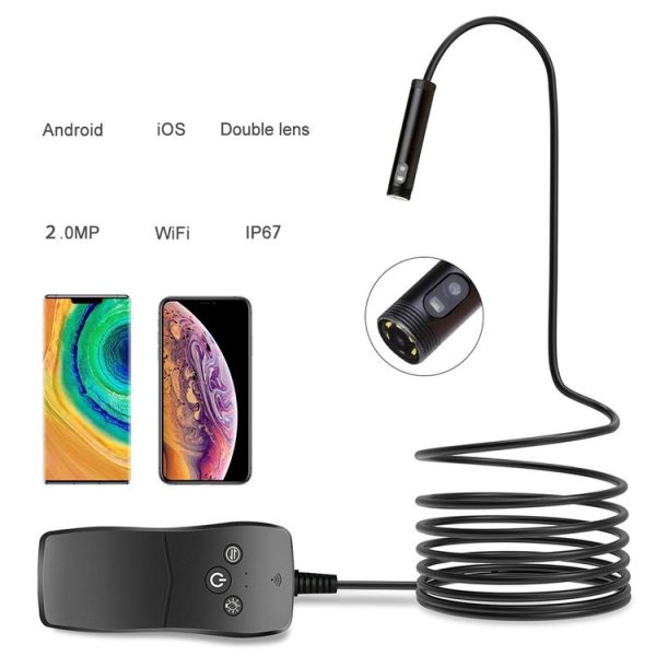 8mm Dual-lens Design Waterproof Endoscope, Wifi Version, Length: 1m (Black) - Image 4