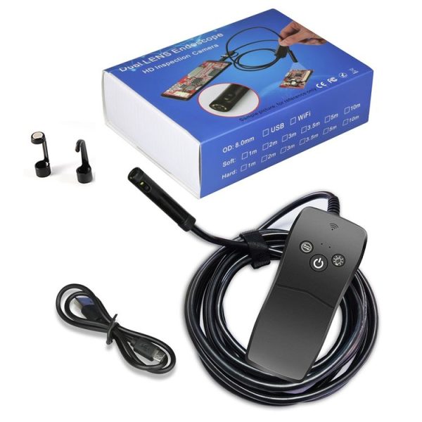 8mm Dual-lens Design Waterproof Endoscope, Wifi Version, Length: 1m (Black) - Image 7