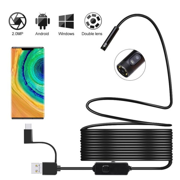 8mm Dual-lens Design Waterproof Endoscope, 3 In 1 Version, Length: 1m (Black) - Image 5