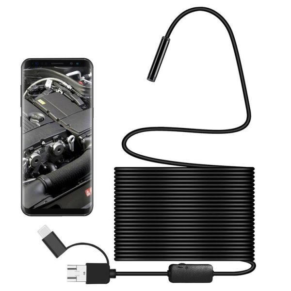 Y101 8mm Spiral Head 3 In 1 Waterproof Digital Endoscope Inspection Camera, Length: 10m Flexible Cable (Black)