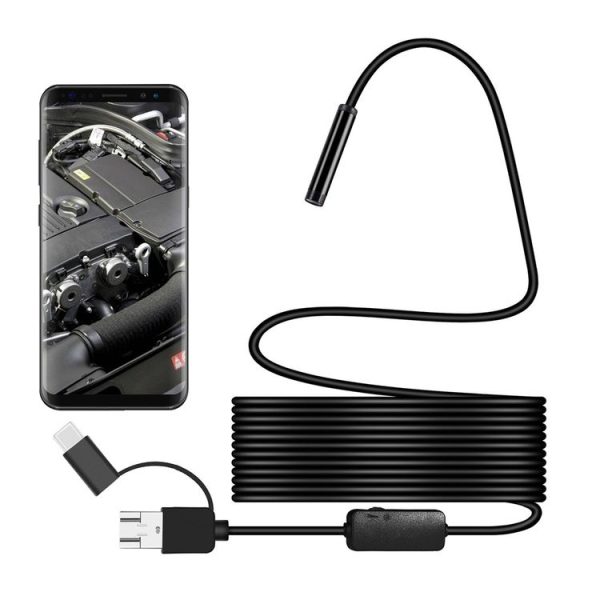 Y101 8mm Spiral Head 3 In 1 Waterproof Digital Endoscope Inspection Camera, Length: 5m Hard Cable (Black)