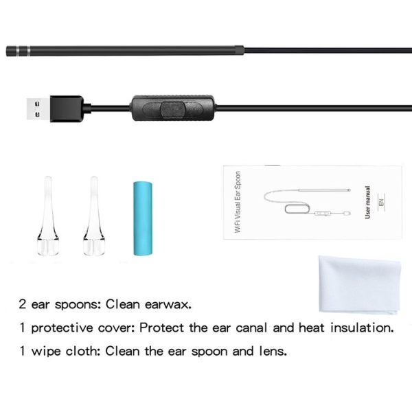 HD Visual Earwax Clean Tool Endoscope Borescope with LED Lights & Wifi, Cable length: 185cm - Image 3