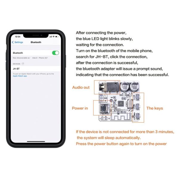 6966 DIY Bluetooth 5.0 Audio Receiver Board Module MP3 Lossless Player Wireless Stereo Music Amplifier Module (White) - Image 6