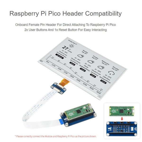 Waveshare 7.5 inch 800x480 pixel Black White E-Paper E-Ink Display Module for Raspberry Pi Pico, SPI Interface - Image 6
