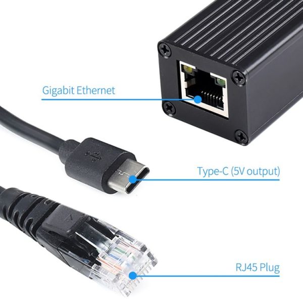 Waveshare Metal Case Gigabit PoE Splitter, 5V 2.5A Type-C Out - Image 5