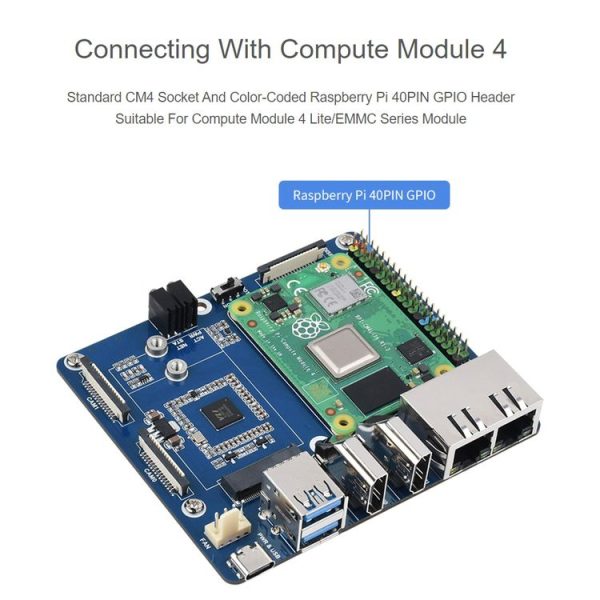 Waveshare Dual Gigabit Ethernet 5G / 4G Base Board for Raspberry Pi CM4 - Image 3