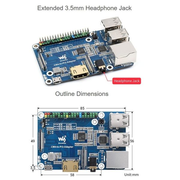Raspberry Pi CM4 To 3B Adapter for Raspberry Pi 3 Model B / B+ - Image 7