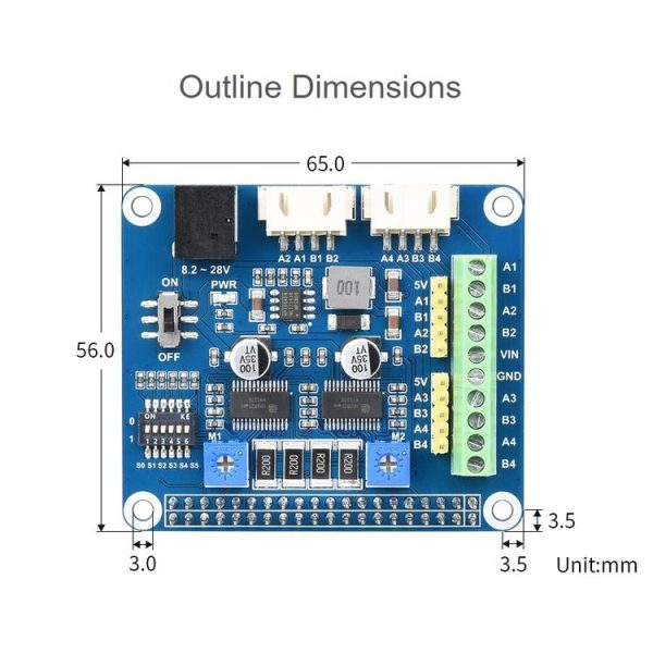 Waveshare HRB8825 Stepper Motor HAT For Raspberry Pi, Drives Two Stepper Motors, Up To 1 / 32 Microstepping - Image 12