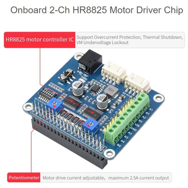 Waveshare HRB8825 Stepper Motor HAT For Raspberry Pi, Drives Two Stepper Motors, Up To 1 / 32 Microstepping - Image 4