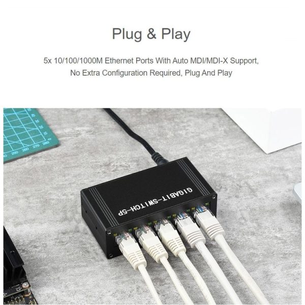 Waveshare Industrial 5P Gigabit Ethernet Switch, Full-Duplex 10 / 100 / 1000M, DIN Rail Mount - Image 5