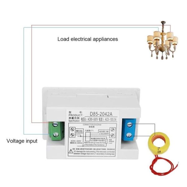 D85-2042A 110V 220V 380V 100A Digital AC Voltmeter Ammeter Current Amps Volt Meter LCD Panel Monitor (Black) - Image 6