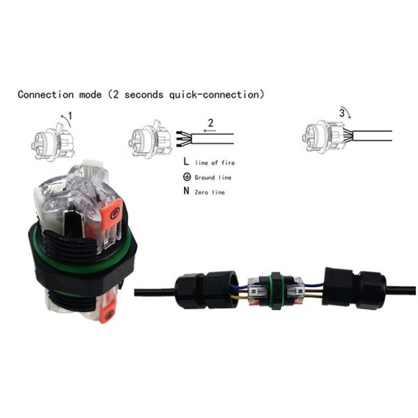 XY-17 IP68 Waterproof 3 Pin Straight Cable Connector - Image 4
