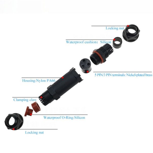 XY20 IP68 Waterproof 3 Pin Straight Cable Connector - Image 7