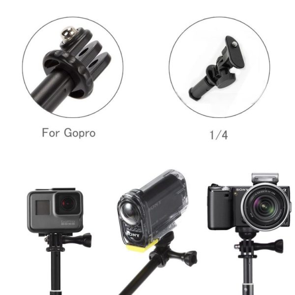 Universal Aluminum Alloy Selfie Stick with Adapter, Length: 25-75cm (Black) - Image 5