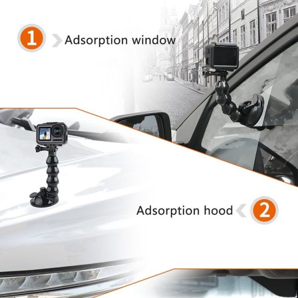 Suction Cup Jaws Flex Clamp Mount for GoPro, Insta360, DJI and Other Action Cameras (Black) - Image 5