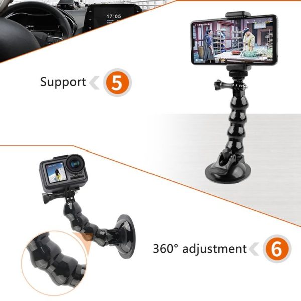 Suction Cup Jaws Flex Clamp Mount for GoPro, Insta360, DJI and Other Action Cameras (Black) - Image 7