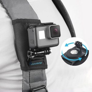 RUIGPRO Hook and Loop Fastener Backpack Rec-Mounts Clip Clamp Mount with Screw for GoPro, Insta360, DJI and Other Action Cameras (Black)