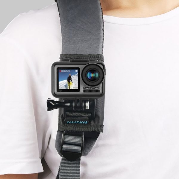 RUIGPRO Hook and Loop Fastener Backpack Rec-Mounts Clip Clamp Mount with Screw for GoPro, Insta360, DJI and Other Action Cameras (Black) - Image 4