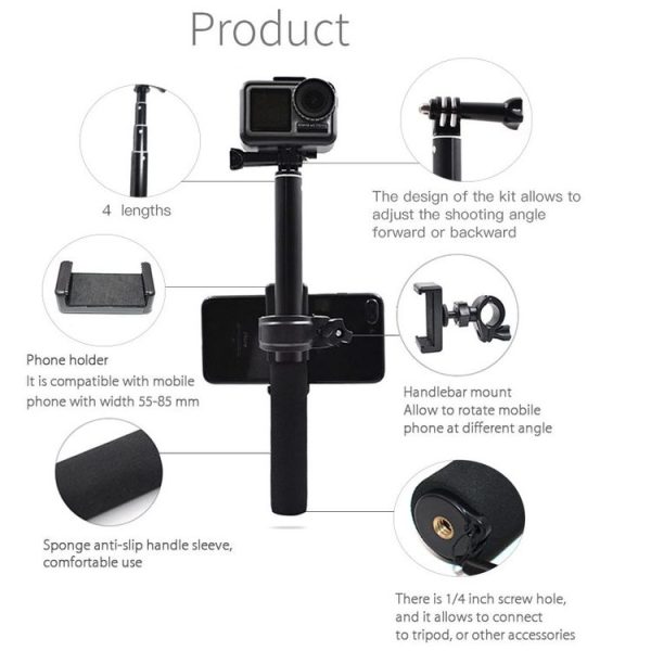 STARTRC Sports Camera Dedicated Universal Mobile Phone Clip Self-timer Extension Rod for DJI OSMO Action - Image 5