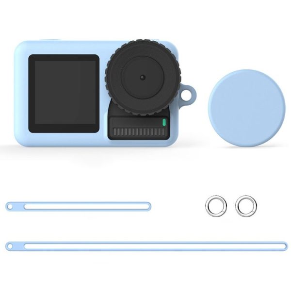 Silicone Protective Case with Lens Cover & Lanyards for DJI Osmo Action (Sky Blue) - Image 2