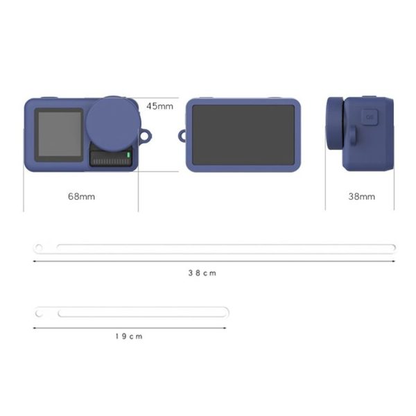 Silicone Protective Case with Lens Cover & Lanyards for DJI Osmo Action (Sky Blue) - Image 3